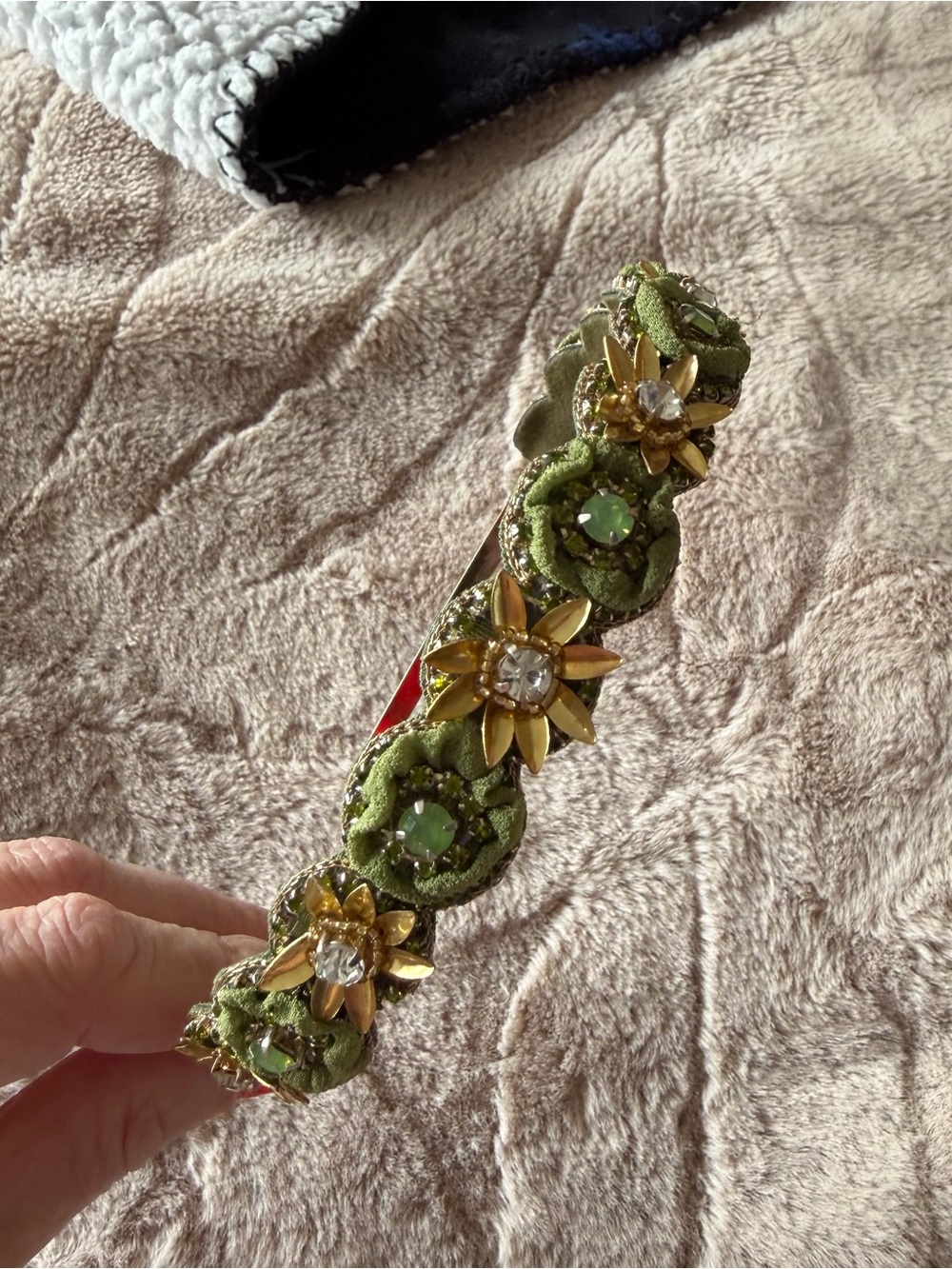 Deep gurnani Green Floral Crystal Headband - Women Accessories